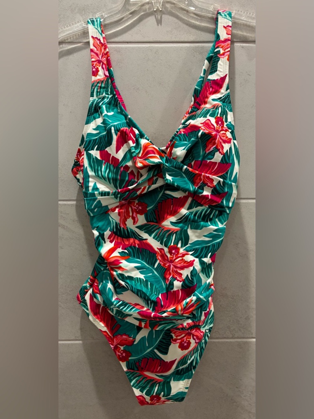 NWOT Kona Sol Women’s Floral One-Piece Swimsuit - Green & Pink Large